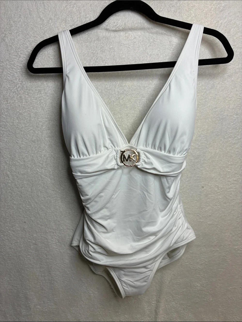 Michael Kors White One-Piece Swimsuit with Gold MK Emblem
